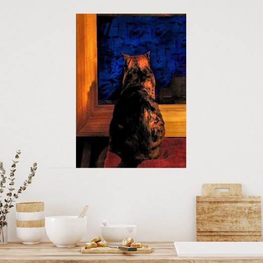 Poster Chat dans la fenêtre (Cuisine)