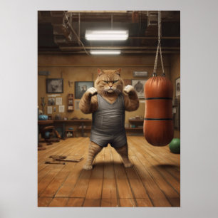 Poster Chat Dans La Salle De Sport De Boxe