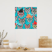 Poster Chat dans le casquette (Cuisine)