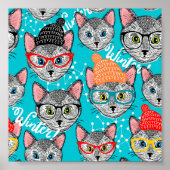 Poster Chat dans le casquette (Devant)