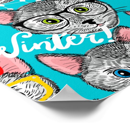 Poster Chat dans le casquette (Coin)