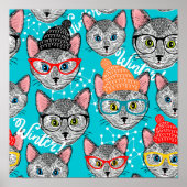 Poster Chat dans le casquette (Devant)