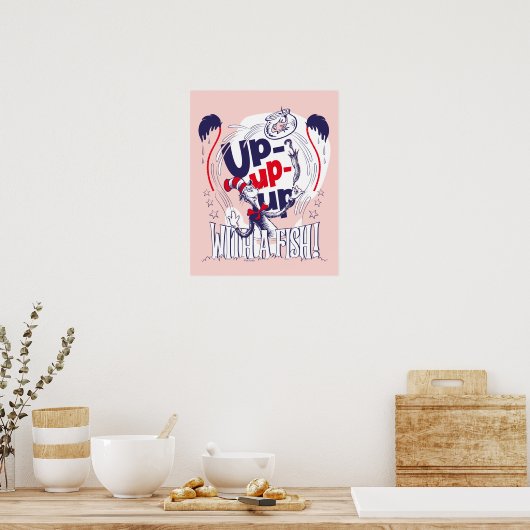 Poster Chat dans le Casquette | Montez Avec Un Poisson (Cuisine)