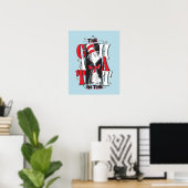 Poster Chat dans le Casquette | Texte B&W (Bureau à domicile)