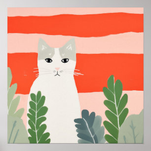 Poster Chat dans le jardin
