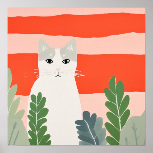Poster Chat dans le jardin (Devant)