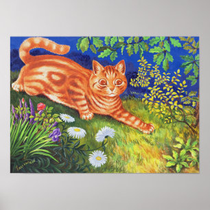 Poster Chat dans le jardin de fleurs, Louis Wain
