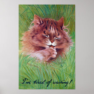 Poster Chat dans les buissons, Louis Wain