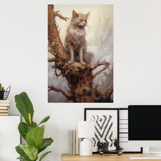 Poster Chat Dans Un Arbre (Bureau à domicile)