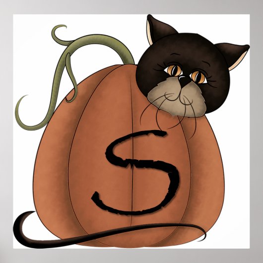 Poster Chat Dans Un Citrouille (Devant)