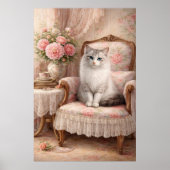 Poster Chat dans un fauteuil floral (Devant)