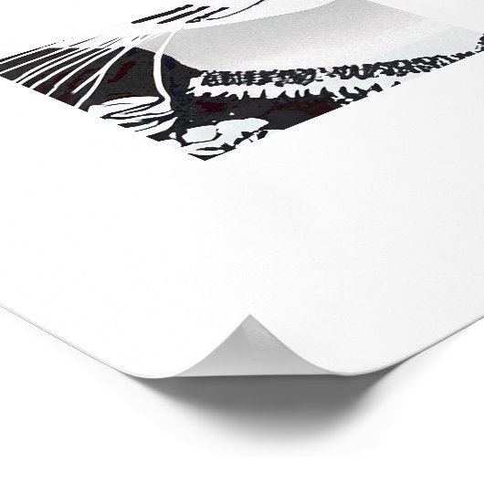 Poster Chat dans un Masque Mardi Gras noir et blanc (Coin)