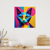 Poster Chat d'art pop géométrique (Cuisine)