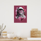 Poster Chat d'astronaute de couleur rouge (Cuisine)