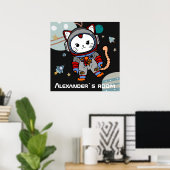 Poster Chat d'astronaute personnalisé (Bureau à domicile)