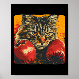 Poster Chat de boxe cool pour gants de boxe et amateurs d