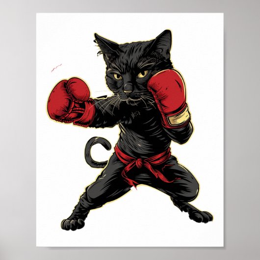 Poster Chat de boxe thaïlandaise Funny Meau Thai Martial (Devant)