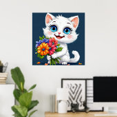 Poster Chat de dessin animé adorable (Bureau à domicile)