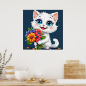 Poster Chat de dessin animé adorable (Cuisine)