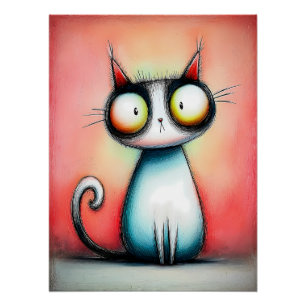 Poster Chat de dessin animé aux grands yeux