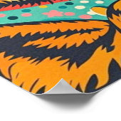 Poster Chat de dessin animé de style rétro portant des lu (Coin)