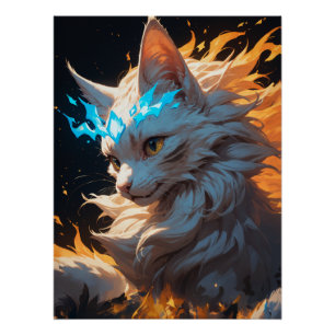 Poster Chat de flamme mystique familier