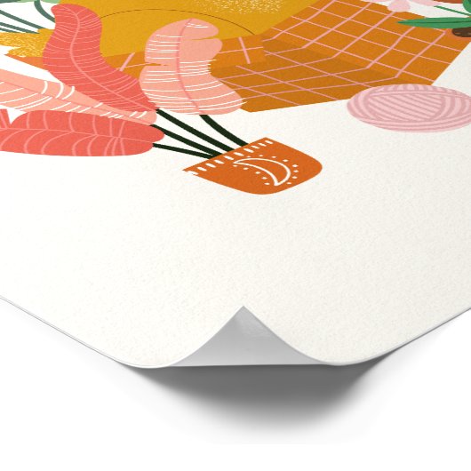 Poster Chat de gingembre avec Plantes (Coin)