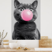 Poster Chat de gomme à bulle (Cuisine)