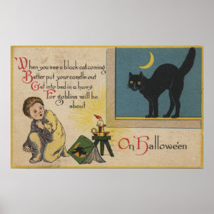 Poster Chat de Halloween GreetingBlack