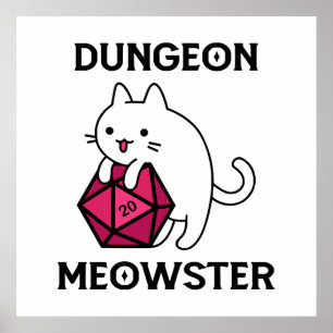 Poster Chat de la Meowster Dungeon amusant