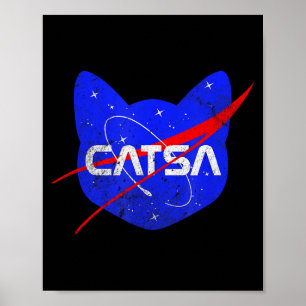 Poster Chat de l'espace Univers drôle Catsa