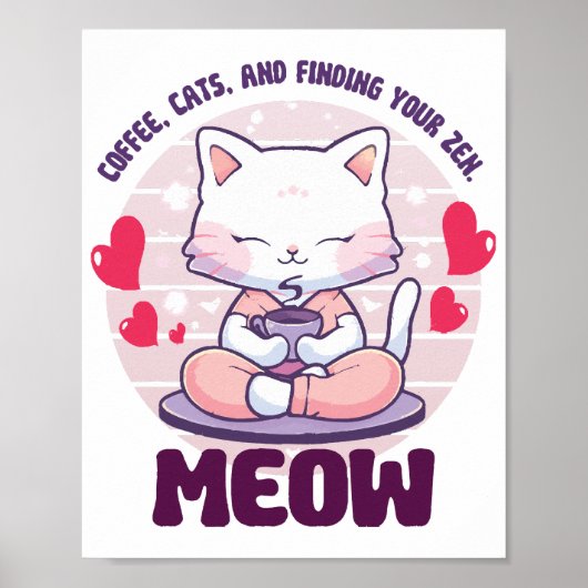 Poster Chat de méditation - Chat Kawaii (Devant)
