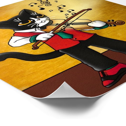 Poster Chat de musique violon (Coin)