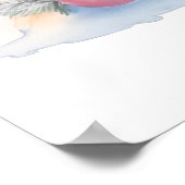 Poster Chat De Noël À L'Aquarelle Mignonne À Santa Hat (Coin)