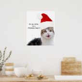 POSTER CHAT DE NOËL AVEC CHAPEAU DE PÈRE NOËL (Cuisine)