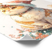 Poster Chat de Noël casquette rouge (Coin)