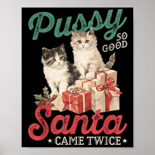 Poster Chat de Noël coquin graphique blague drôle canular