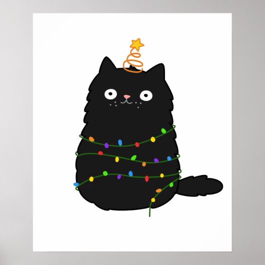 Poster Chat de Noël Cute Kawaii (Devant)