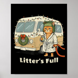 Poster Chat de Noël de Litter, Kitty de Noël drôle