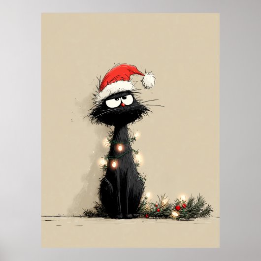 Poster Chat de Noël grincheux (Devant)