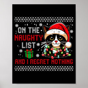 Poster Chat de Noël Liste Vilain Regrette Rien Laid Xma