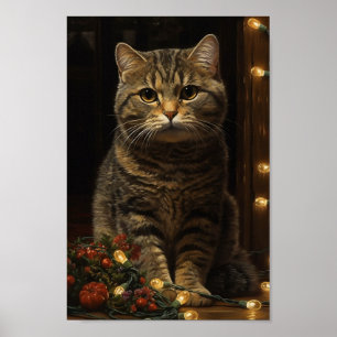 Poster Chat de Noël mignon