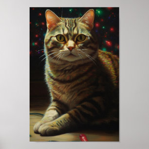 Poster Chat de Noël mignon