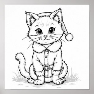 Poster Chat de Noël pour la coloration