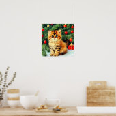 Poster Chat de Noël Vintage (Cuisine)