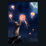 Poster Chat de nouveauté et méduse volante Surréalisme Ar<br><div class="desc">Photoshop manipulation nouveauté Chat & méduse volante surréalisme art pour les amateurs de chats!</div>