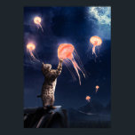 Poster Chat de nouveauté et méduse volante Surréalisme Ar<br><div class="desc">Photoshop manipulation nouveauté Chat & méduse volante surréalisme art pour les amateurs de chats!</div>