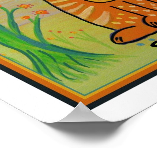 Poster Chat de Paix avec Fleurs (Coin)