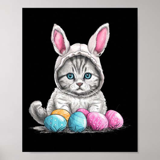Poster Chat de Pâques Chat de Pâques Oeuf de Pâques (Devant)
