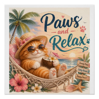 Poster Chat de plage détendu